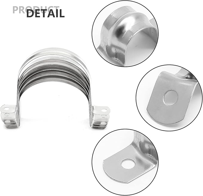 10Pcs 3 Inch Stainless Steel Large Conduit Clamps, Two Hole Strap U Bracket Rigid Pipe Strap Metal U Clamp Conduit Strap Tension Clips U-tube Clamp Heavy Duty