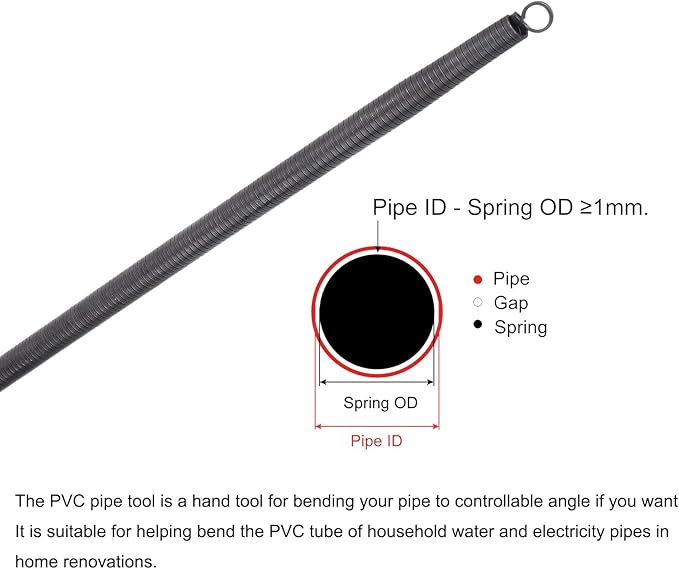 MECCANIXITY Spring Tube Bender OD 14.5mm/0.57" Steel Spring Pipe Bending Tubes 1500mm/59.06" Long for 1/2" PVC Pipe(ID 16mm) in Home Renovations,Electrician Wiring Bending(insert-pipe use)