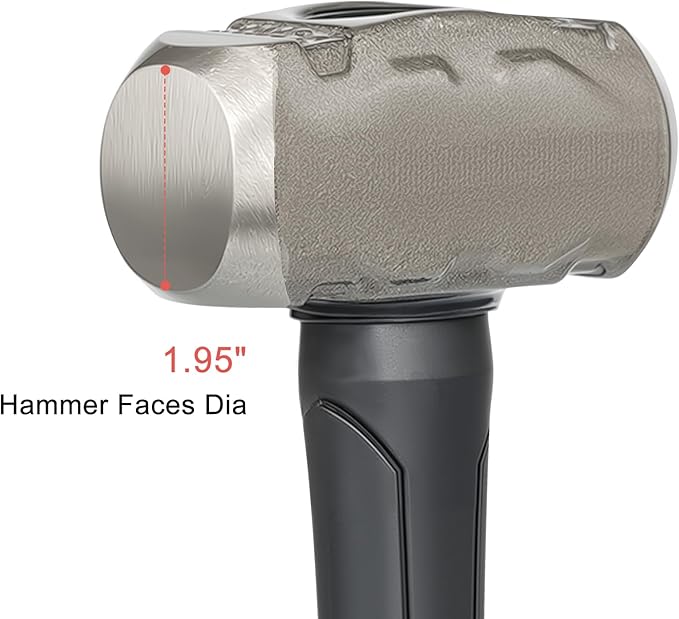 2lb Sledge Hammer - Heavy Duty Forged Steel Construction with Fiberglass Handle, Perfect for Demolition, Construction, and Driving Stakes