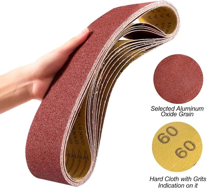 S SATC 12PCS Sanding Belts 4×36-Inch Sanding Belt Belt Sander Belt Sander Paper (2 Each of 60, 80, 120,150,240,400 Grits) Aluminum Oxide