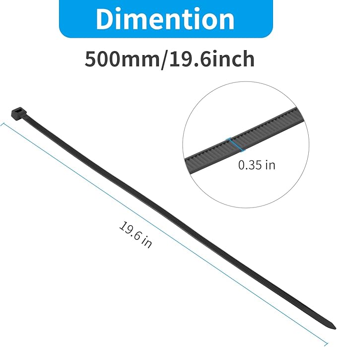 XINGO Blue 20 Inch Zip Ties Heavy Duty 100 Pack, 200 LBS Ultra Strong Plastic Wire Ties, Large Cable Ties Extra Long Tie Wraps, Indoor and Outdoor UV Resistant