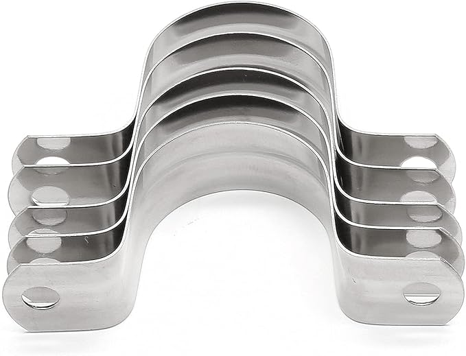 10Pcs 1-9/16 Inch Stainless Steel Conduit Clamps, Two Hole Strap U Bracket Rigid Pipe Strap Metal U Clamp Conduit Strap Tension Clips U-tube Clamp Heavy Duty