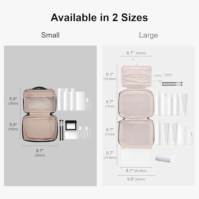 LEVEL8 Travel Toiletry Bag for Men Women, Water Repellent Shaving Bag for Toiletries Accessories, Storage Bags with Divider and Handle, Small/Black