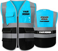 BeautyWill Custom Safety Vest Customized Logo Class 2 High Visibility Reflective Vest with Pockets Construction workwear