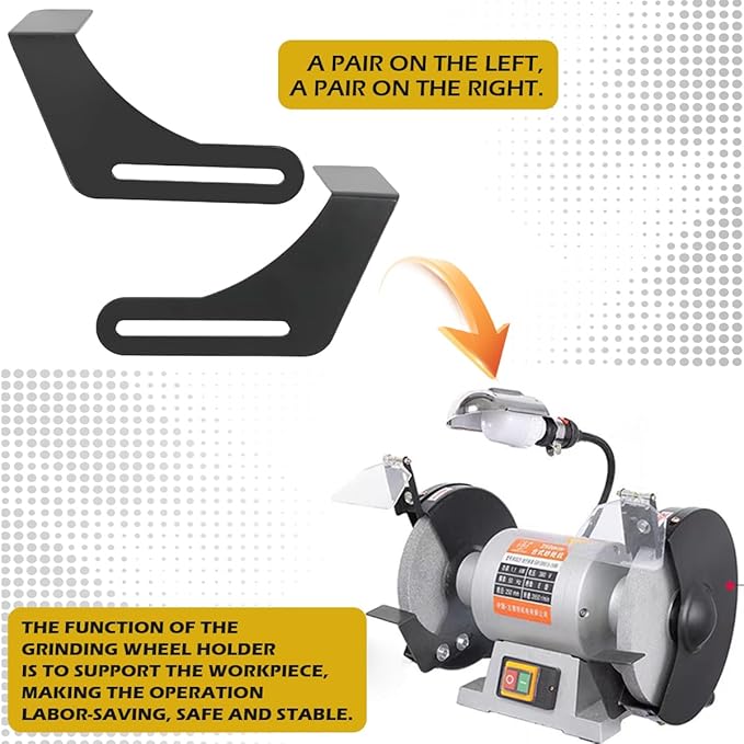 2 Pcs Bench Grinder Protective Tool Rest 9.84 Inches Steel Bracket Tool Part Set for Bench Grinder Polisher, Black