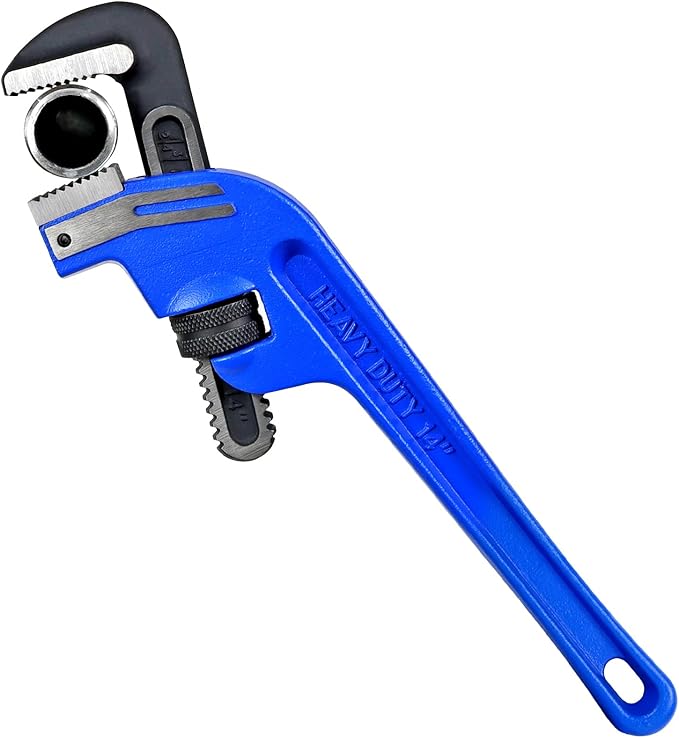 14 Inch End Pipe Wrench, Jaw Opening 2.75"/70mm Adjustable Cast Iron offset Handle Plumbing Wrench, Perfect Plumbers Tool for Oil Field, Plumbing, Auto Repair, Construction and Mechanics
