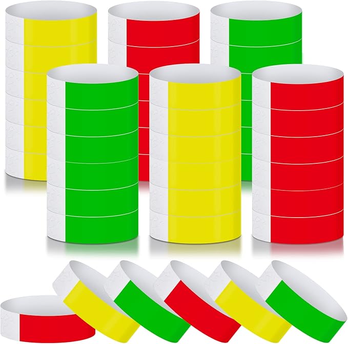 Epakh Paper Wristbands Neon Wrist Bands Waterproof Handbands for Events Lightweight Concert Wristbands Neon Colored Adhesive Wrist Band for Party