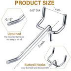 Shimeyao 100 Pcs Peg Board Shelving Hooks Stainless Steel Hanging Board Pegs Wall Display Hooks Bulk for 1/8 1/4 Garage Storage Organizer Accessories(2 Inch,Silver)