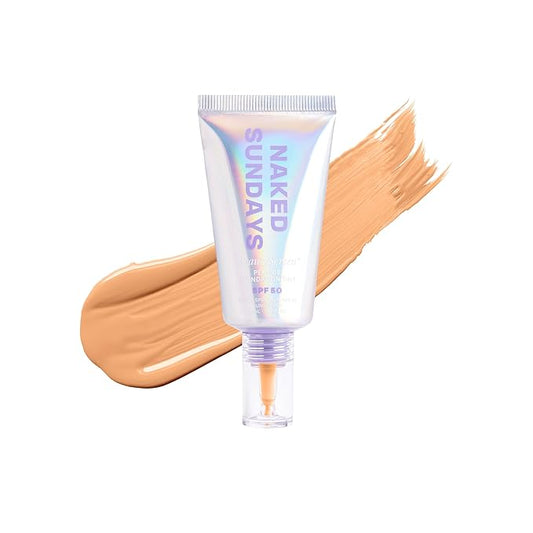 Naked Sundays BeautyScreen™ SPF 50 Mineral Peptide Foundation Tint 2-in-1 Skin Tint & Mineral Sunscreen- Radiant, Buildable Coverage, Acne-Safe (3.5 Light Medium Cool, 1.01 Fl Oz)-VeraVaultWomen