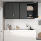 Metal Garage Wall Cabinet, Metal Wall Mounted Storage Cabinets with Lockable Doors and Adjustable Shelves, Floating Tool Cabinet for Garage, Home Office, Kitchen,Black