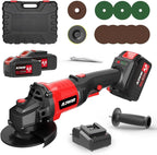 NAWIN 4 inch Cordless Angle Grinder Kit, Variable Speed Grinder, 2×4.0Ah Li-Ion Battery&Fast Charger,9000RPM Brushless Motor, battery angle grinder tool,angle grinder cordless