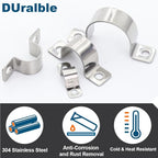 1-3/8 Inch Stainless Steel Conduit Clamps Two Hole Pipe Clamps Metal U Bracket Conduit Fixing Clips, Universal Clamp for Cylindrical Components - Fits OD 35 mm (Approx.1-3/8") | 14 Pcs