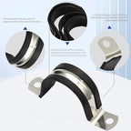 10PCS Reinforced Rigid Pipe Strap Clamp 1-9/16 Inch Conduit Clamp with Rubber Straps, Pipe Brackets for Mounting 2 Hole U Clamps Brackets Strap Hanger Tube Tension Clips Heavy Duty
