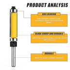 1-1/2 Inch Flush Trim Top and Bottom Bearing Router Bit 1/4-Inch Shank