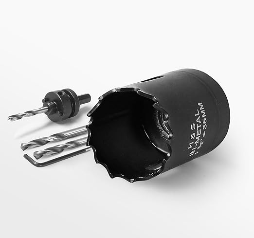 1-3/8 Inch Hole Saw with 1/2" Triangle Shank Quick Change Arbor, JTemgle Bi-Metal Hole Saw Heavy Duty Hole Cutting Tool for Cornhole Boards, Recessed Lights, Wood, Plastic, Drywall & Soft Metal