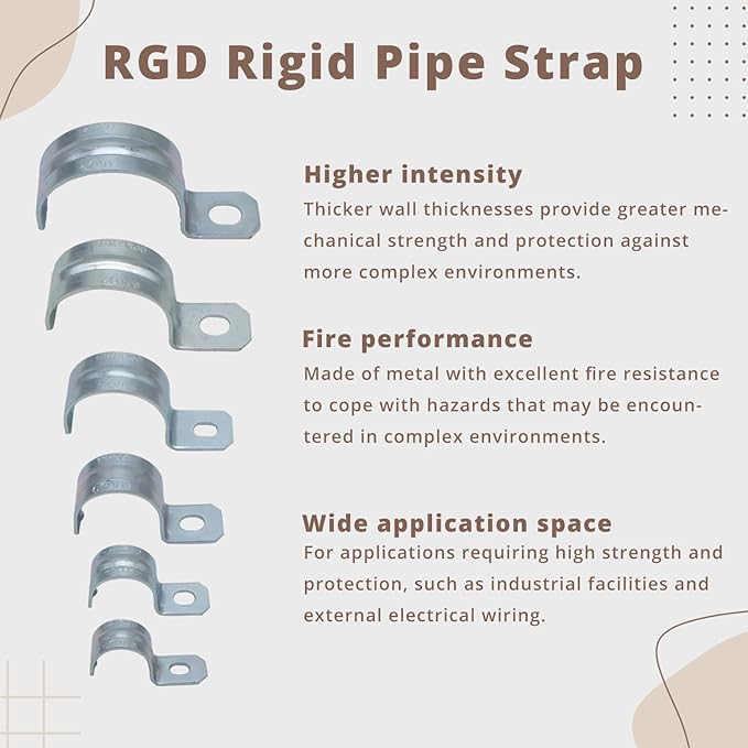 1-1/4 inch 25PCS Zinc-Plated Steel Rigid Pipe, 1 Holes Cable U Bracket Pipe Clamp Electrical Conduit Straps for EMT Conduit RustResistant Straps for Reliable Installation
