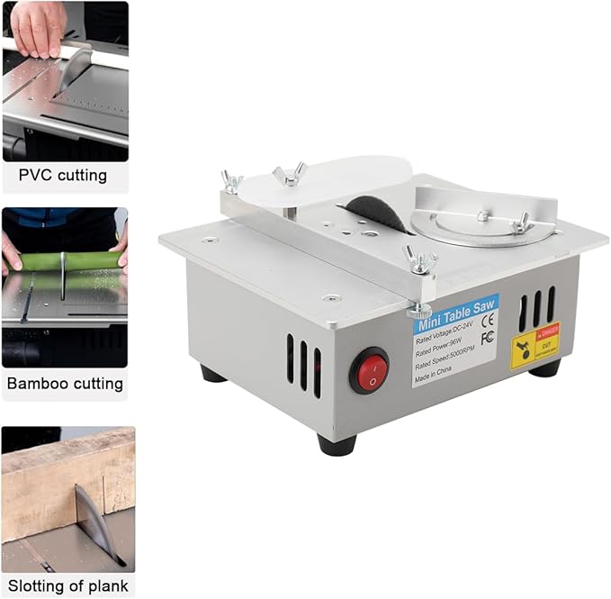 Multi-Functional Mini Table Saw for Crafts, Portable Desktop Electric Saw – Speed & Angle Adjustable for Wood/PCB/Acrylic/Plastic Cutting, 96W