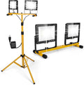 14000Lumens LED Work Lights with Stand, 2 Adjustable Work Lamp Head with Individual Switch, IP66 Waterproof Tripod Work Light for Outdoor Indoor Job Site Workshop Garage Construction Site