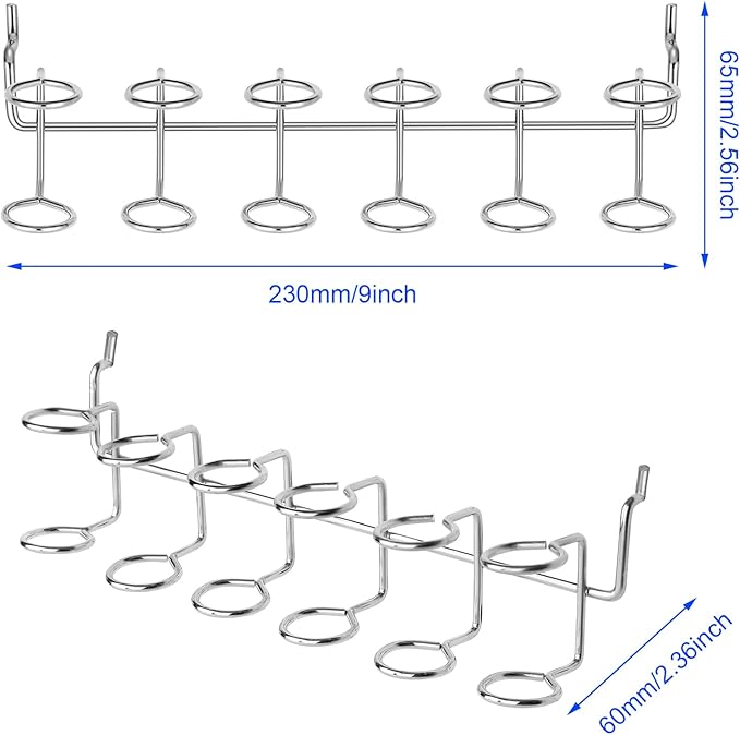 Hotop 2 Pieces Pegboard Screwdriver Holder Peg Board Tool Utility Hooks Pegboard Accessories Six-Tool Organizer Racks Accessory Multi-Ring Holder for Pliers(Silver)