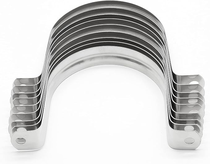10Pcs 3 Inch Stainless Steel Large Conduit Clamps, Two Hole Strap U Bracket Rigid Pipe Strap Metal U Clamp Conduit Strap Tension Clips U-tube Clamp Heavy Duty