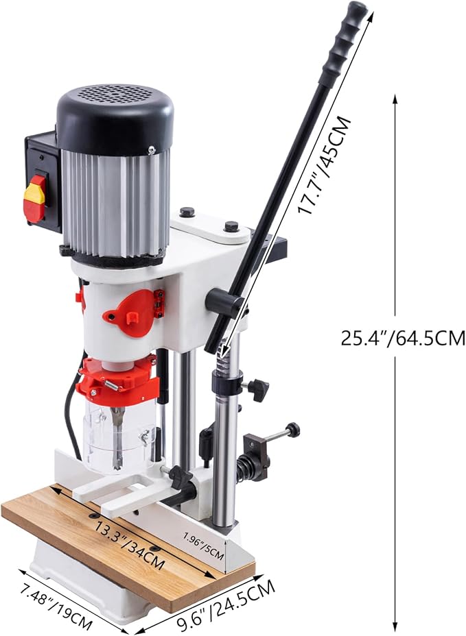 Benchtop Mortiser, 3400RPM 3/4HP Woodworking Mortising Machine with 1/4", 3/8", 1/2" Chisels Wooden Workbench, Benchtop Drill Press for Making Round Holes Square Holes Or Special Square Holes