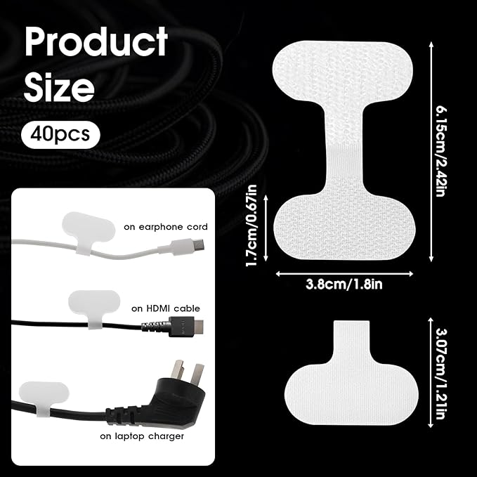 40 Pcs Cable Labels Hook and Loop Cable Labels Self Adhesive Writable Cable Wraps Paste Wire Tags Mini Waterproof Cable Tags for Electronics Computers Management Organizer Identification