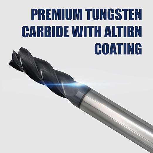 6 Pcs 1/4" Carbide Square End Mill, 4-Flute TIALN Coated CNC Mill Bits for Steel, Alloy Steels, Hardened Steel, End Mills for Precision Milling Tasks, DIYers & Professionals