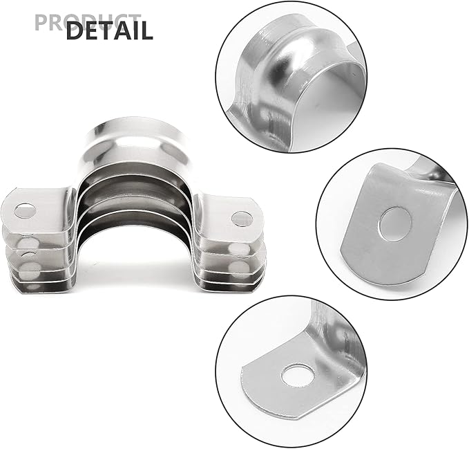 10Pcs 1-9/16 Inch Stainless Steel Conduit Clamps, Two Hole Strap U Bracket Rigid Pipe Strap Metal U Clamp Conduit Strap Tension Clips U-tube Clamp Heavy Duty