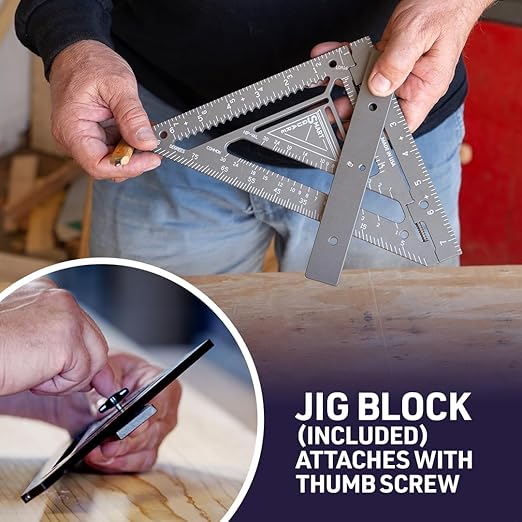 Commando 7.5" - Advanced Carpenter Square with Jig Block - Accurate Flatwork and Repetitive Markings (Ambush)