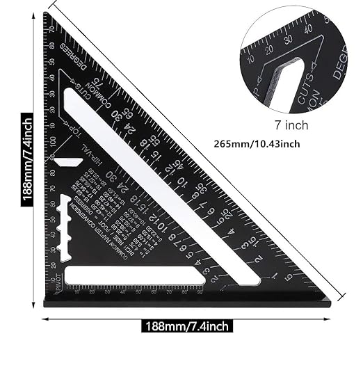7 inch Rafter Square Aluminum Alloy Double Scale Triangle Ruler Angle Ruler Carpenter Triangle Square Rafter Tool Mensurement Tool for Woodworking and Carpentry