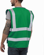 Dib Safety Reflective Vest High Visibility with Pockets and Zipper, Green S