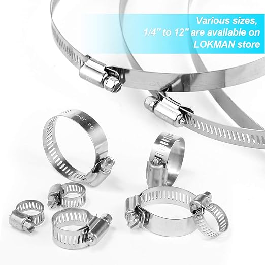 LOKMAN 20 Pack Stainless Steel Hose Clamp Adjustable 1-1/4'' - 2-1/4'' (33-57mm) Worm Gear Hose Clamp, Metal Fuel Line Pipe Clamp for Plumbing, Automotive And Mechanical Application