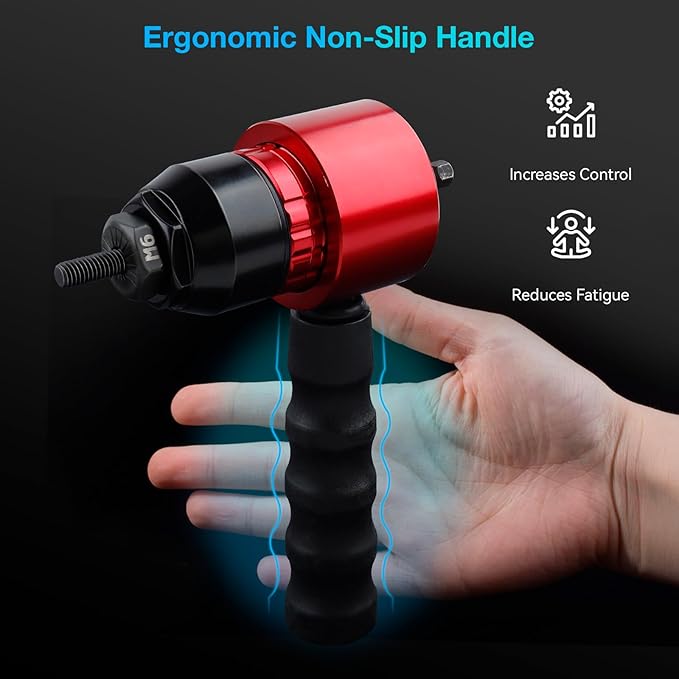 YUZES Rivet Nut Tool Rivet Nut Kit, Rivet Nut Gun Adapter Compatible with Cordless Drill & Ratchet Wrench, Newly Labor-Saving Rivnut Tool with 10 Mandrels & 50 Rivet Nuts, Rugged Carrying Case