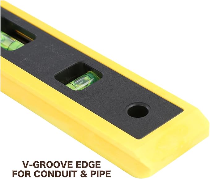 Mayes 10791 Torpedo Level 9", Compact Level Tool for Curved and Flat Surfaces, 3 High-Visibility Small Level Vials with V-Groove Edge, Leveling Tool Made in USA