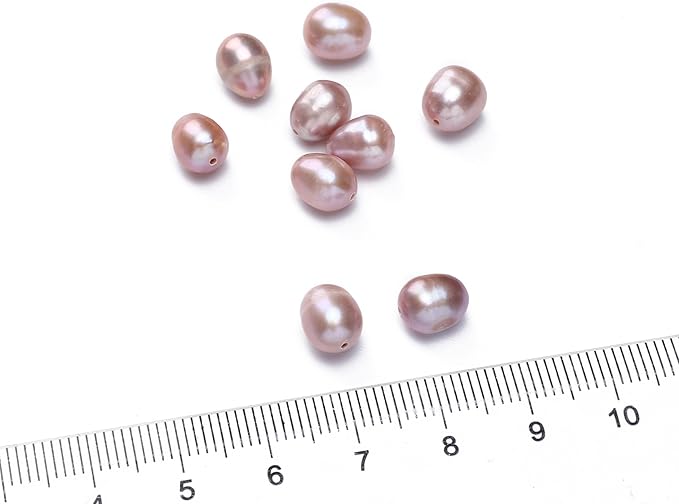 Natural Pearl Beads Rice 7-8mm Purple Freshwater Cultured Loose Gemstone Beads for DIY Jewelry Making 13.8''/Strand HQ