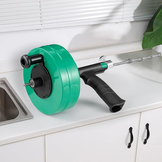 Drain Clog Remover,50 FT Drain Snake with Drill Attachment,Heavy-Duty Steel Drain Auger,Plumbing Snake Clog Removal Tool,Sewer Snake for Sink,Kitchen,Shower,Toilet