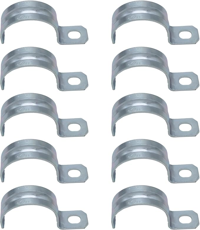 2 inch 10PCS Zinc-Plated Steel Rigid Pipe 1 Holes Cable U Bracket Pipe Clamp Electrical Conduit Straps Rigid Pipe Strap Secure Mounting for RGD Conduit RustResistant Straps for Reliable Installation
