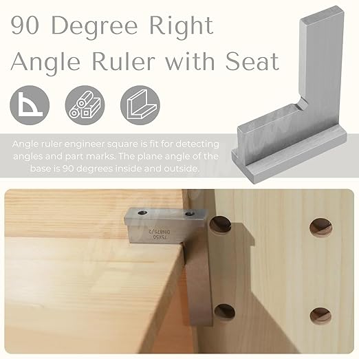Machinist Square with Base, Atarvana 90 Degree Precision Square Right Angle Ruler Hardened Steel for Woodworking Carpentry