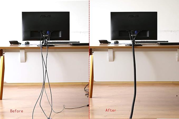 Alex Tech 20ft - 1.5 inch Cord Protector Wire Loom Tubing Cable Sleeve Split Sleeving for USB Cable Power Cord Audio Video Cable - Protect Cat from Chewing Cords - Black