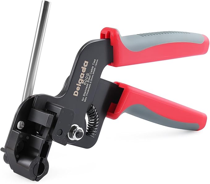 Delgada Stainless Steel Cable Tie Gun Kit Heavy-Duty Tensioning Metal Zip Tie Cutting Tool for Home Office and Outdoor Use Self-Locking Zip Ties on Fences Pipes