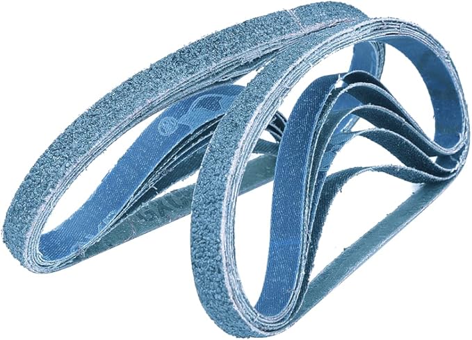 1/2 Inch X 18 Inch Sanding Belts, 4 each of 40/60/80/120 Grits, Blue Belt Sander Tool for Woodworking, Metal Polishing, Zirconia Sanding Belts (16 Pack)