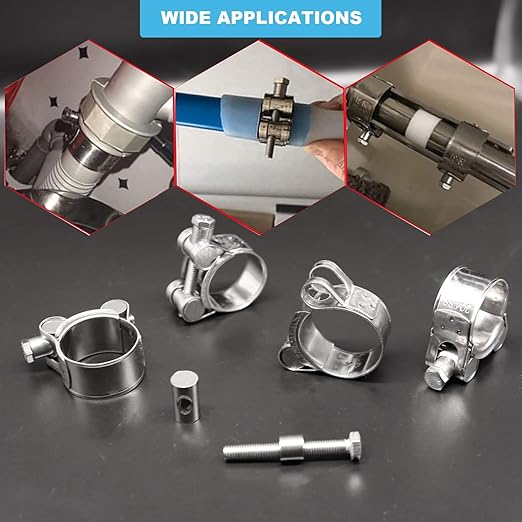 AKIHISA 68-73mm ID Range T-Bolt Hose Clamp,2 Pack 304 Stainless Steel Heavy Duty Pipe Clamp 2.68 to 2.87 Inch