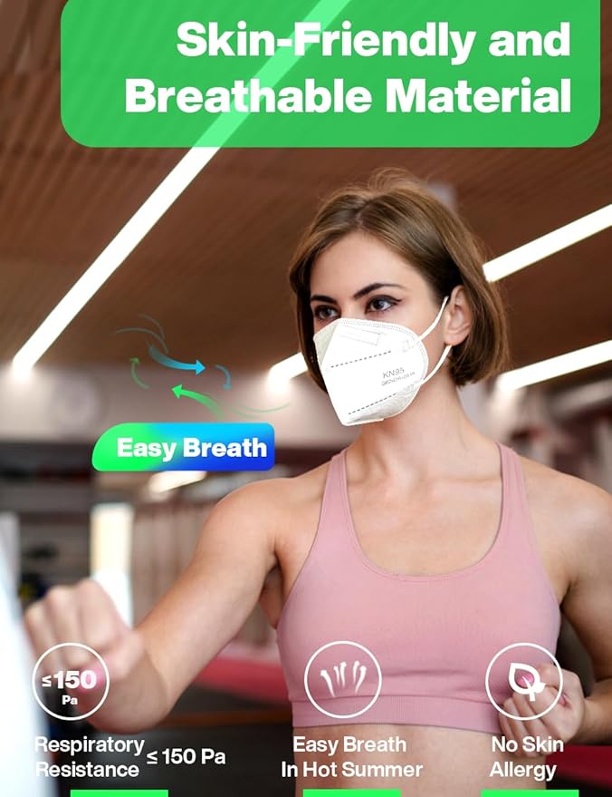 Boncare KN95 Face Mask 30 PCs, 5-Layer Face Mask for Men & Women, Updated Breathable, Comfortable (White)