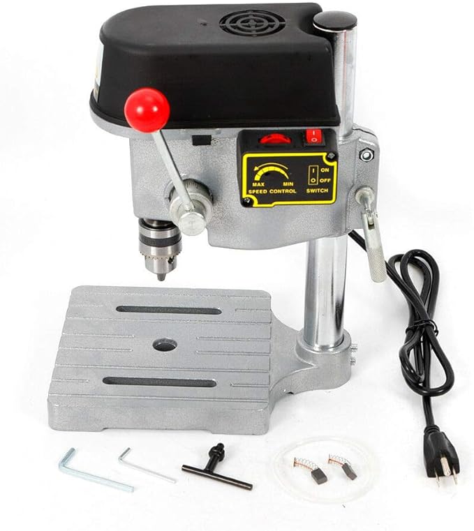 Mini Rotary Drill Press Bench Portable Drilling Tool High-accuracy 110V 2-Speed 1000-4500 RPM (340W-5158A)