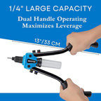 AKKTOL Rivet Gun Kit, 1/4" Pop Rivet Gun Kit with 210pcs Blind Rivets, Heavy Duty 13" Rivet Gun Tool with 5 Nosepieces incl. 3/16" & 1/8" for Metal, Gutter & Automotive