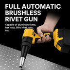 Cordless Rivet Gun Compatible with DeWALT 20V Battery: Electric Pop Rivet Gun with 3 Size(1/8'',5/32'',3/16") Aluminum Rivets,Brushless Riveters Gun Tool Kit for Metal,Plastic,Leather(No Battery)