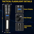 Rechargeable Flashlights High Lumens, 7Mode Flashlights Rechargeable, Super Bright Flashlight, Adjustable Tactical Flashlight, High Powered Flash Light, LED Flashlight for Emergency Home 4Pack