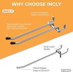 INCLY 4/6 Inch Pegboard Hooks, 36 Pack Heavy Duty Double Arm Peg Board Straight Hooks, Peg Board Tool Hangers Fit for 1/4" Pegboard Garage Hanging Tools, Craft Organizing, Kitchen, Store