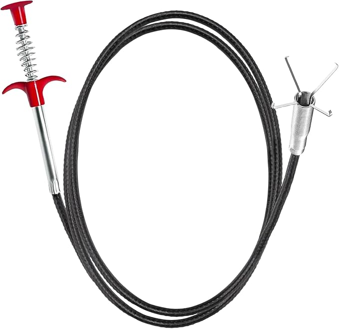 Flexible grabberDrain Snake Tool - The Ultimate 61inch Flexible Grabber for Hair, Unclog Any Drain in Minutes! Gunk & Debris in Sinks, Showers & Tubs. No More Chemicals, Just Quick Results!