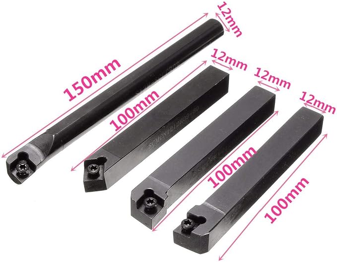 14Pcs Indexable Lathe Turning Tool 1/2"12mm,4PCS Metal Lathe Tools Holder S12M-SCLCR09,SCMCN1212H09,SCLCL1212H09,SCLCR1212H09 With 10pcs CCMT09T304 Carbide Inserts